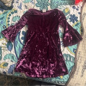 Velvet Kids Dress in Rich Purple